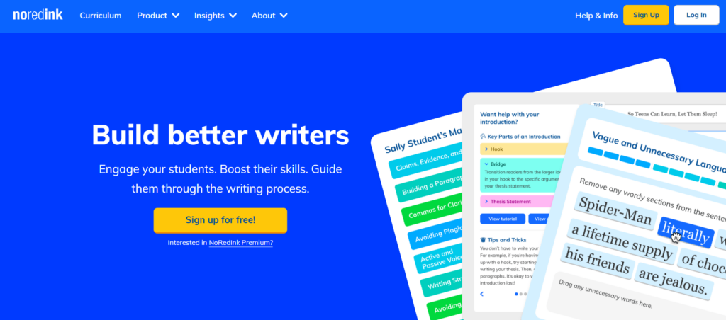 NoRedInk AI writing platform helping students improve writing skills