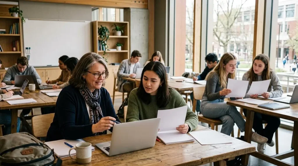 university professor providing personalized feedback