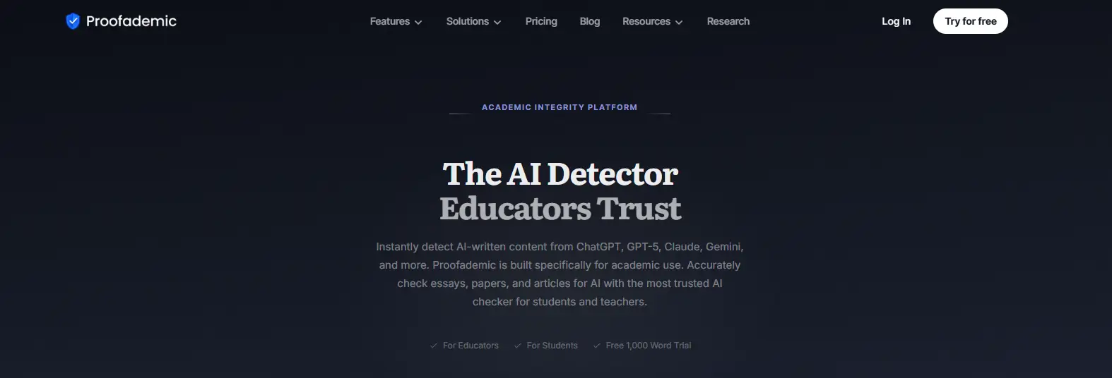 Proofademic AI detection platform helping educators and students identify AI-generated content