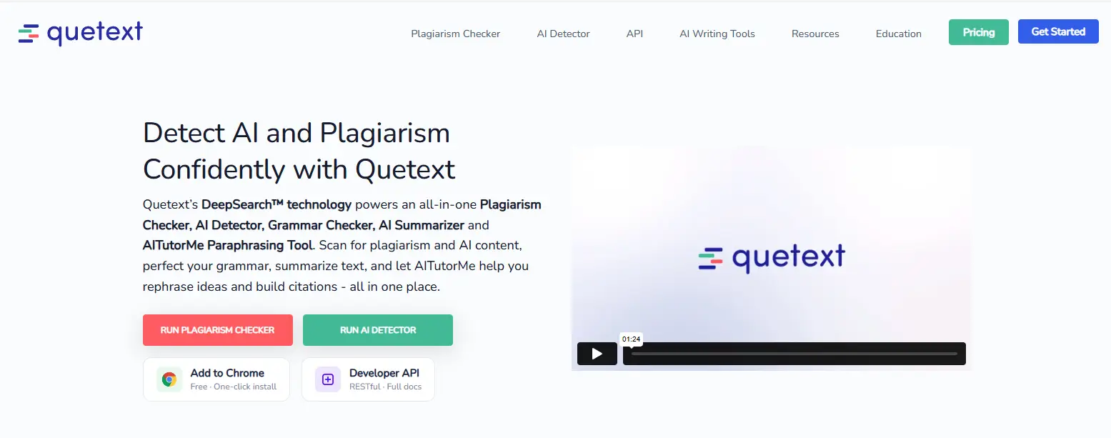 Quetext AI detection and plagiarism checker platform helping students