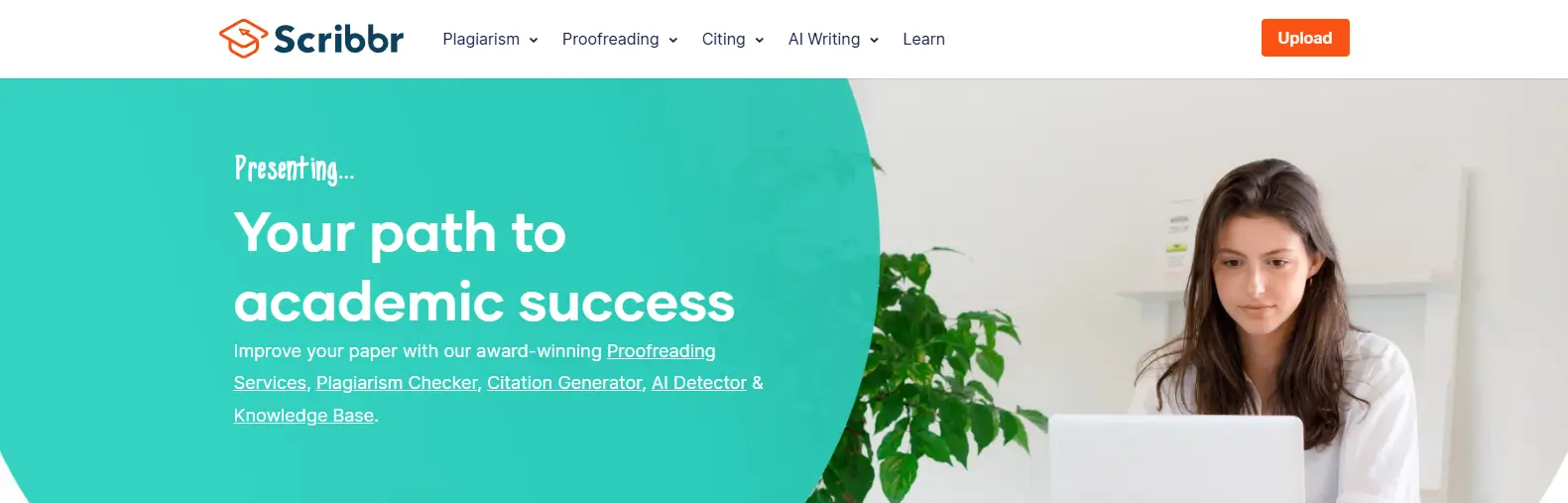 Scribbr academic writing platform offering AI detection, plagiarism checking, proofreading, and citation tools to help students improve writing and maintain academic integrity.