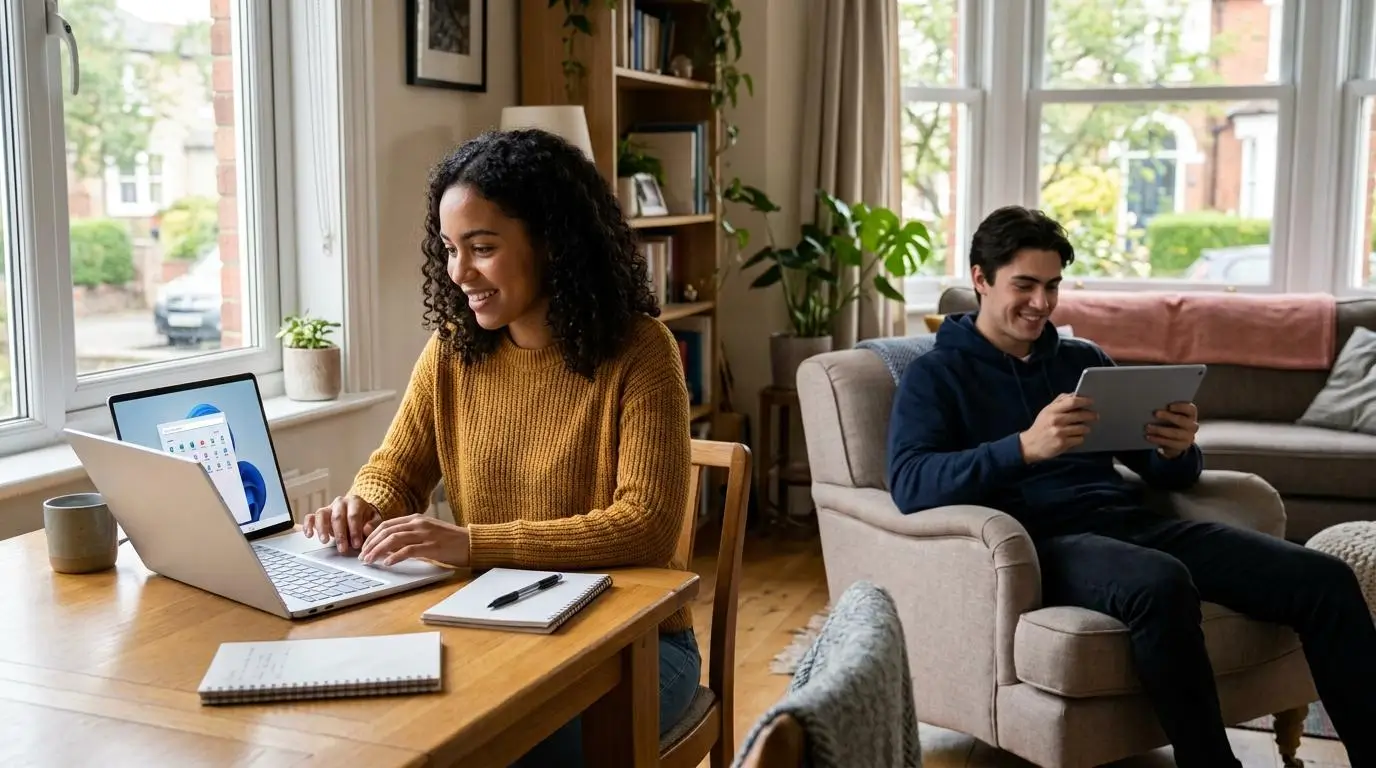 Student instantly accessing a cloud-hosted virtual desktop from a laptop