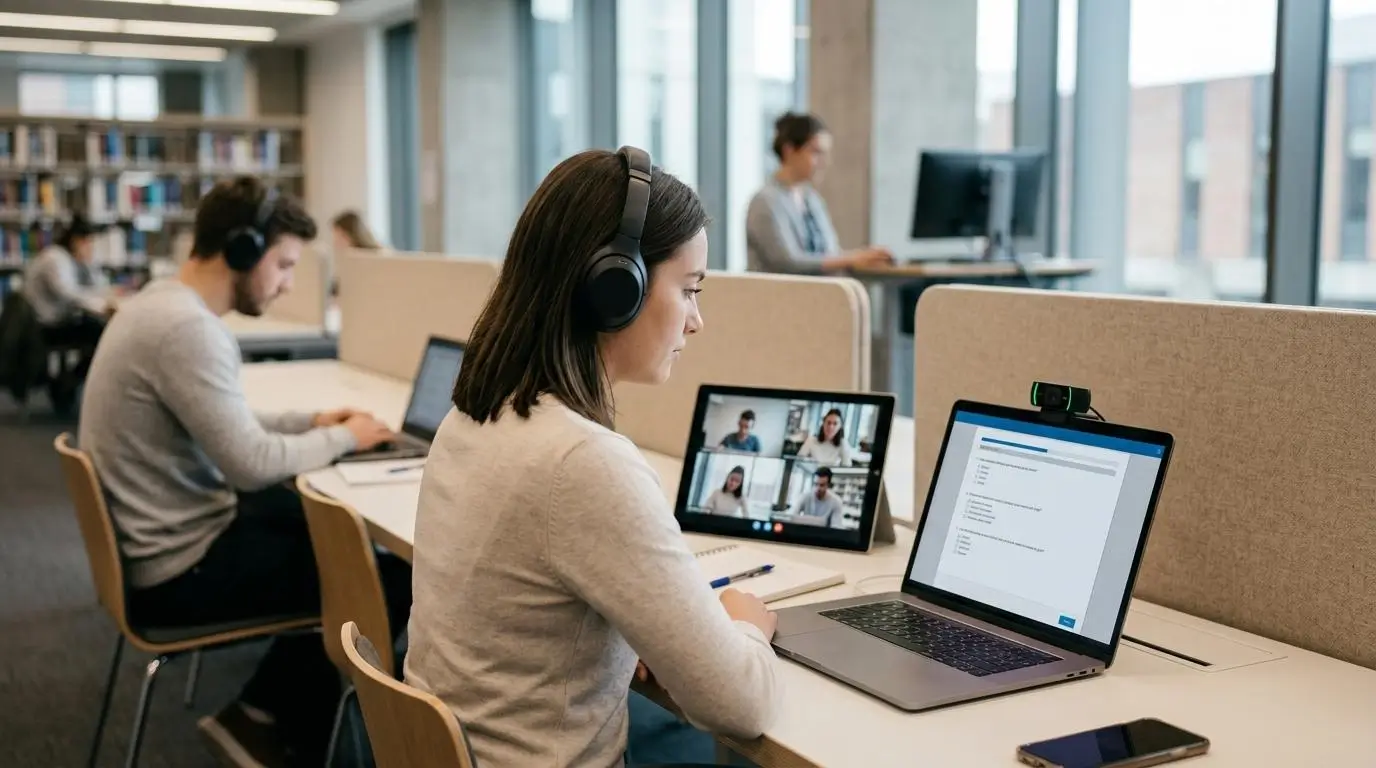 Student taking a secure online exam inside an isolated virtual desktop