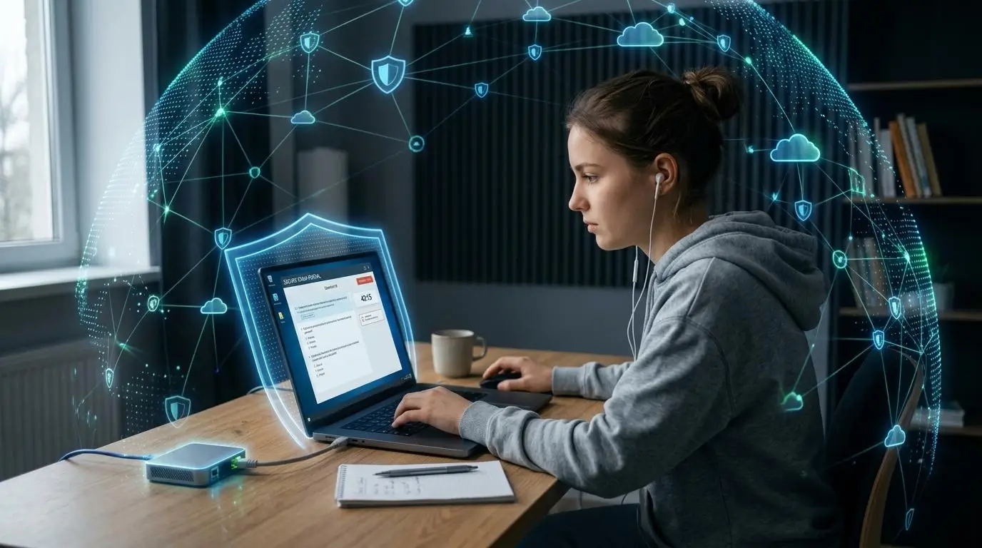 Student taking a online exam