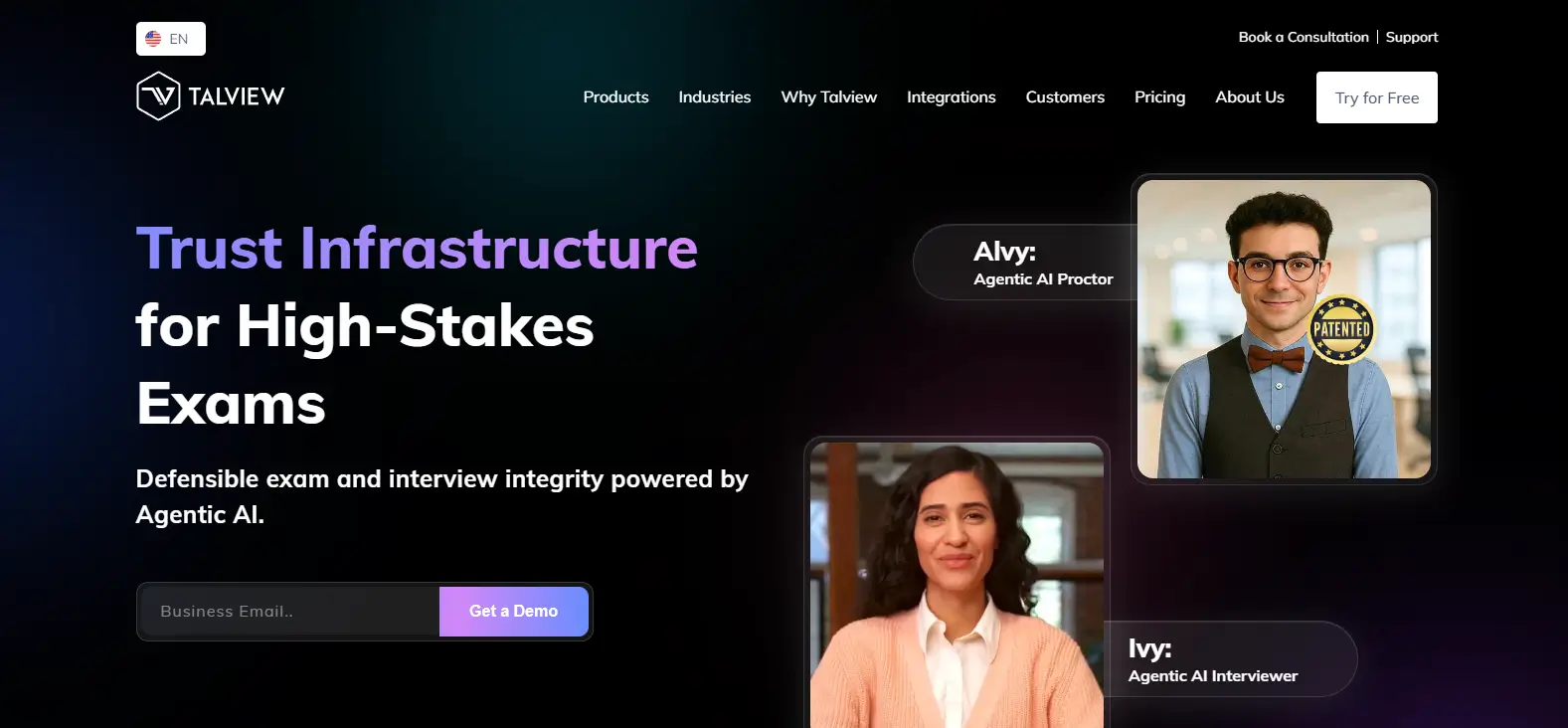 Talview showcasing AI-powered online proctoring software for high-stakes exams.