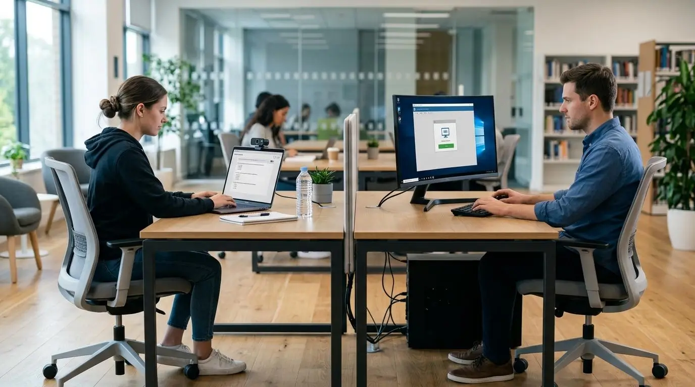 University IT concept showing one exam protected through webcam monitoring