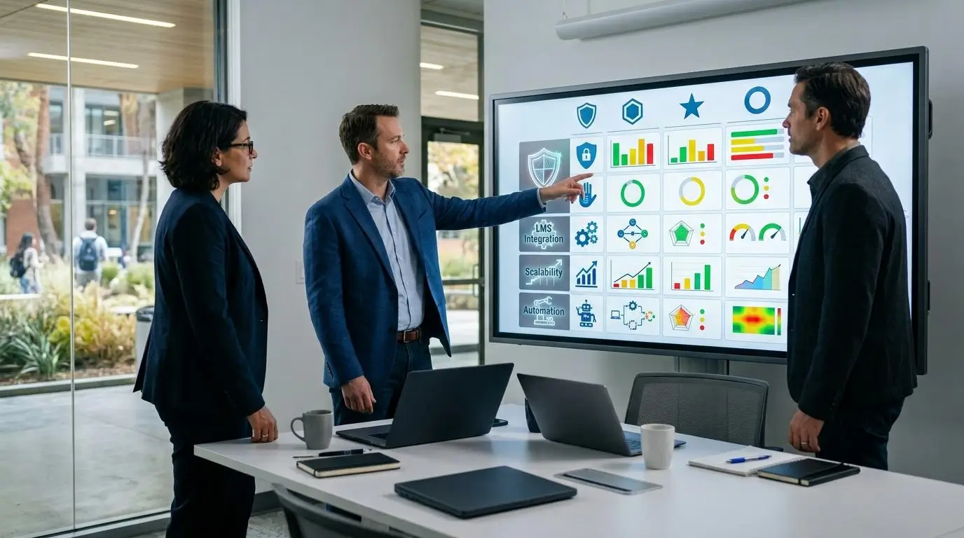 University administrators comparing multiple online proctoring platforms