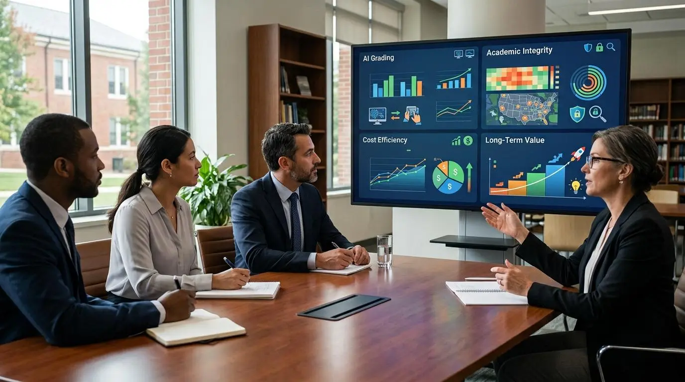 University administrators evaluating educational technology investments