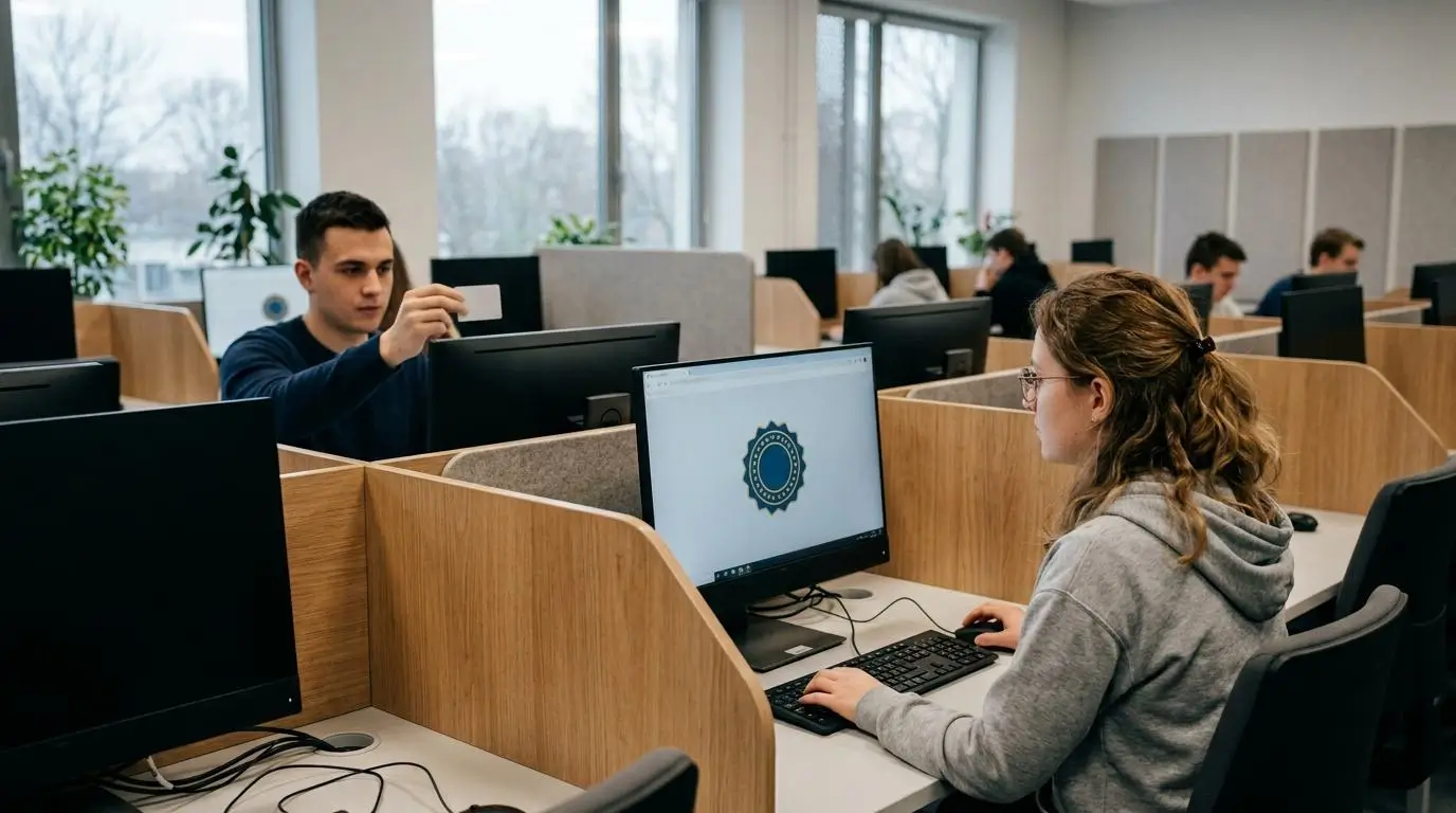 University student logging into a secure browser-based virtual exam environment
