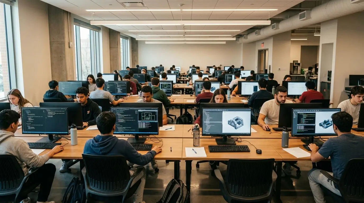 University students completing programming and engineering exams