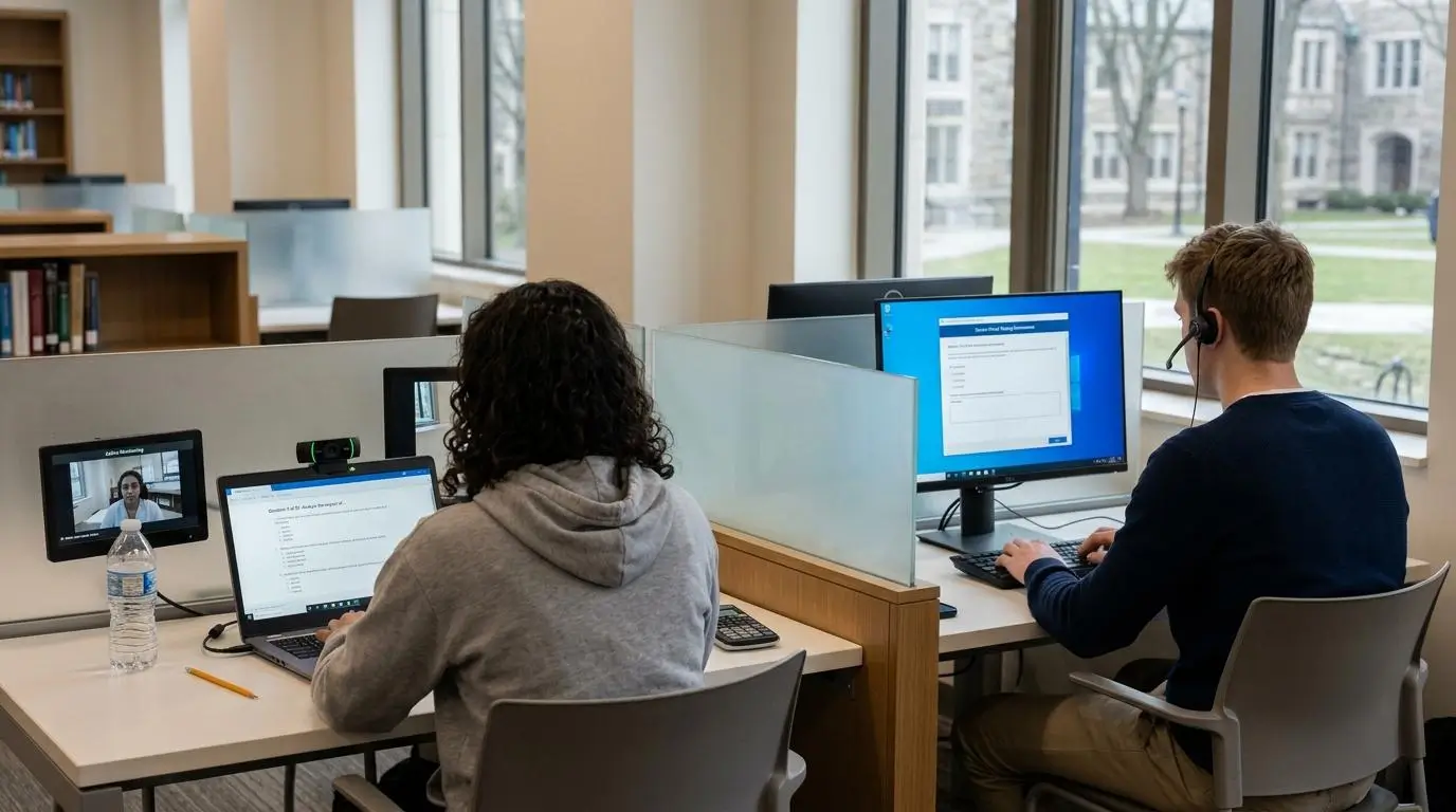 University students taking online exams