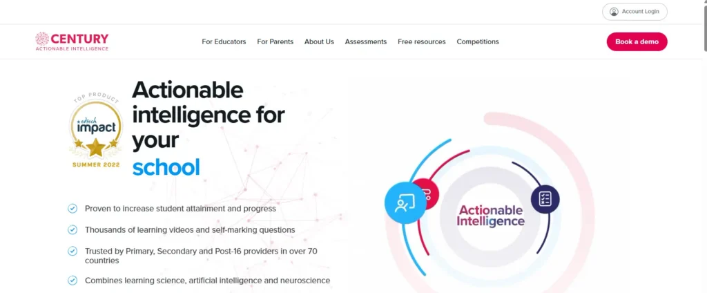CENTURY Tech AI learning platform delivering personalized learning, automated assessments, and actionable student insights as a powerful Cognii alternative for schools.