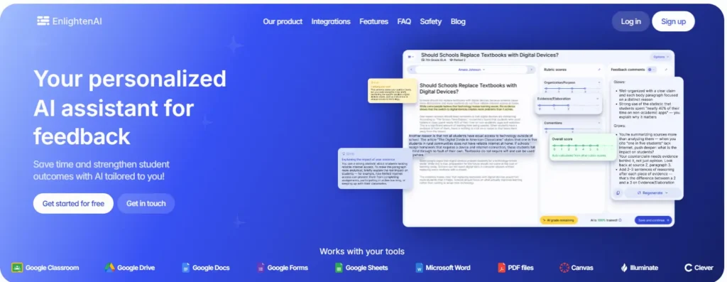 EnlightenAI providing AI-powered automated feedback and assessment tools for educators, positioning it as a capable Cognii alternative for student evaluation and learning.