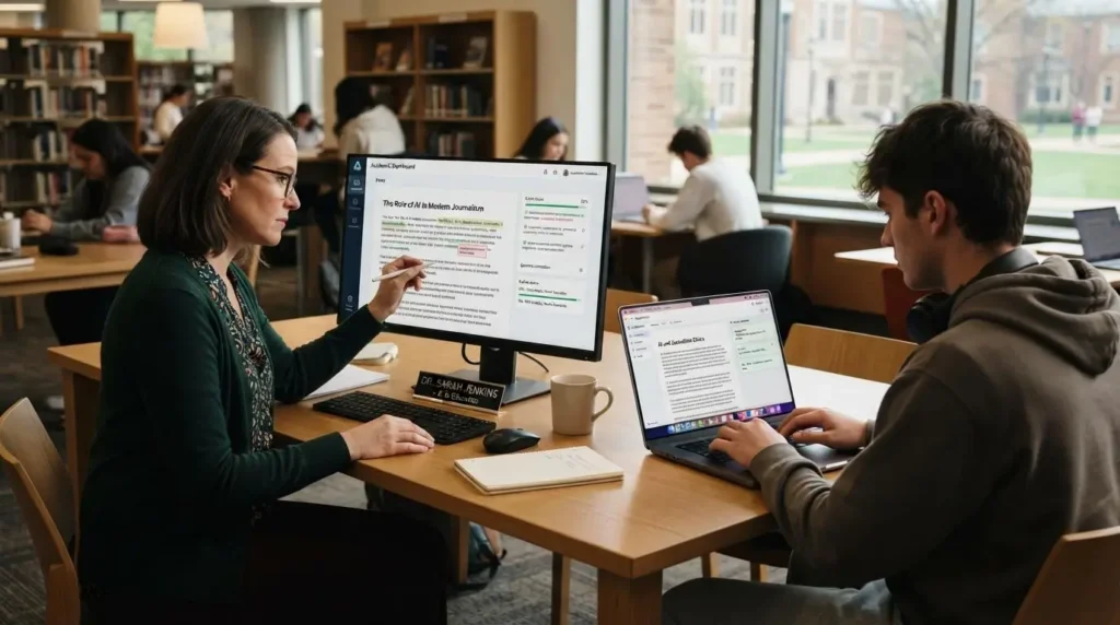 an instructor reviewing AI-generated grading feedback