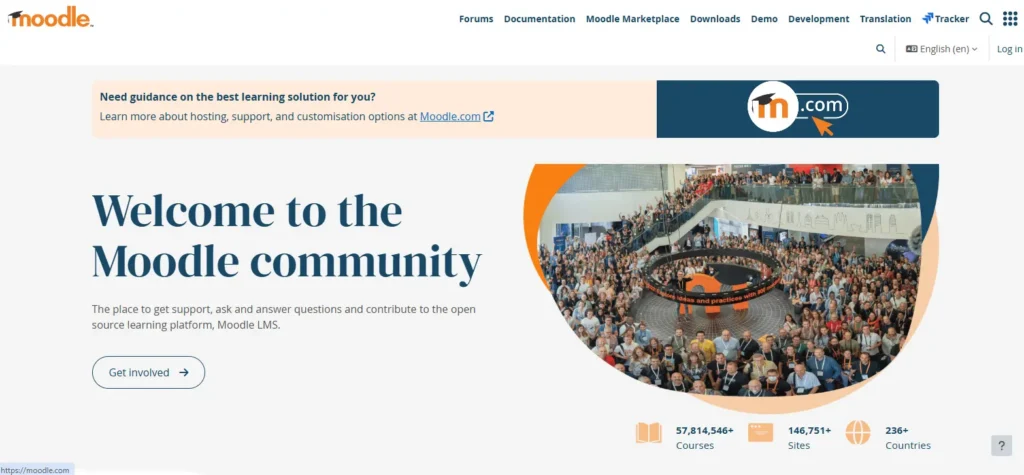 Moodle learning management system supporting online learning, course management, collaboration, and personalized education for schools and universities