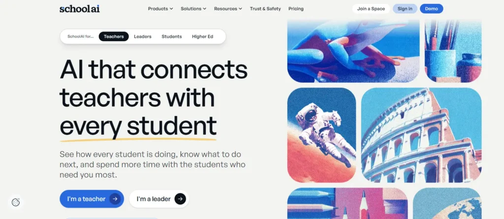 SchoolAI platform connecting teachers and students with AI-powered classroom