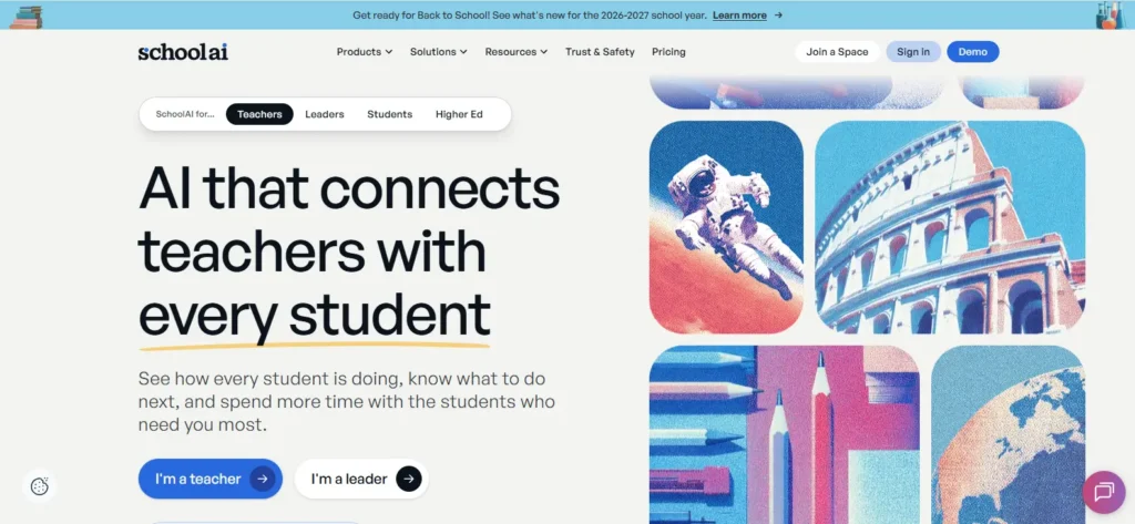 SchoolAI platform connecting teachers with students through AI-powered personalized learning and classroom support