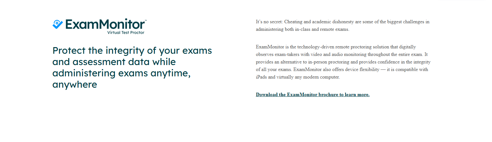 ExamMonitor virtual test proctor platform.