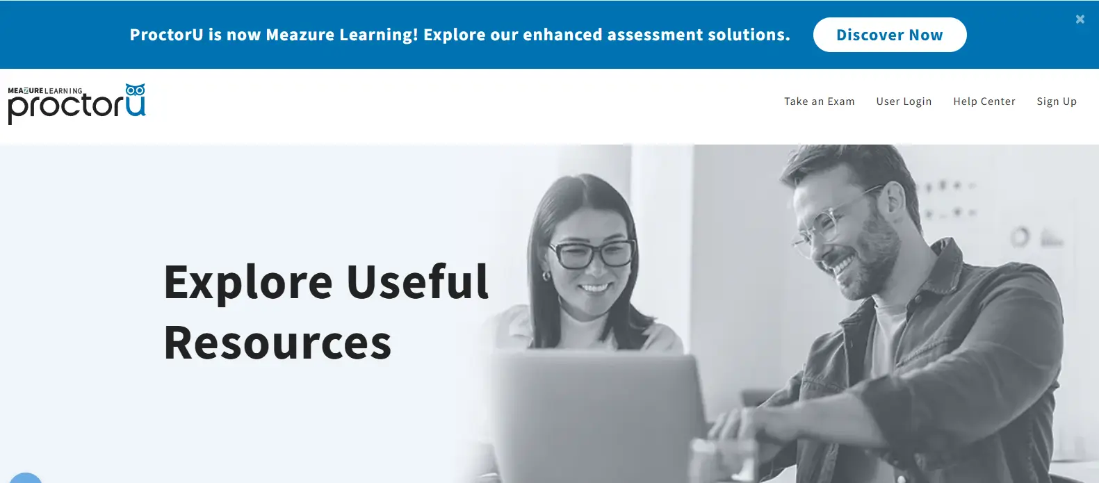 ProctorU online proctoring platform resources page featuring remote exam support.