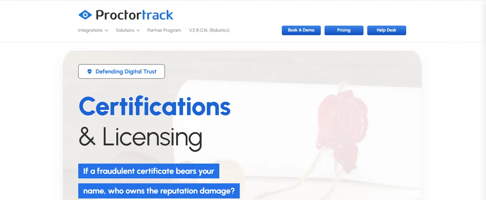 Proctortrack online proctoring platform.