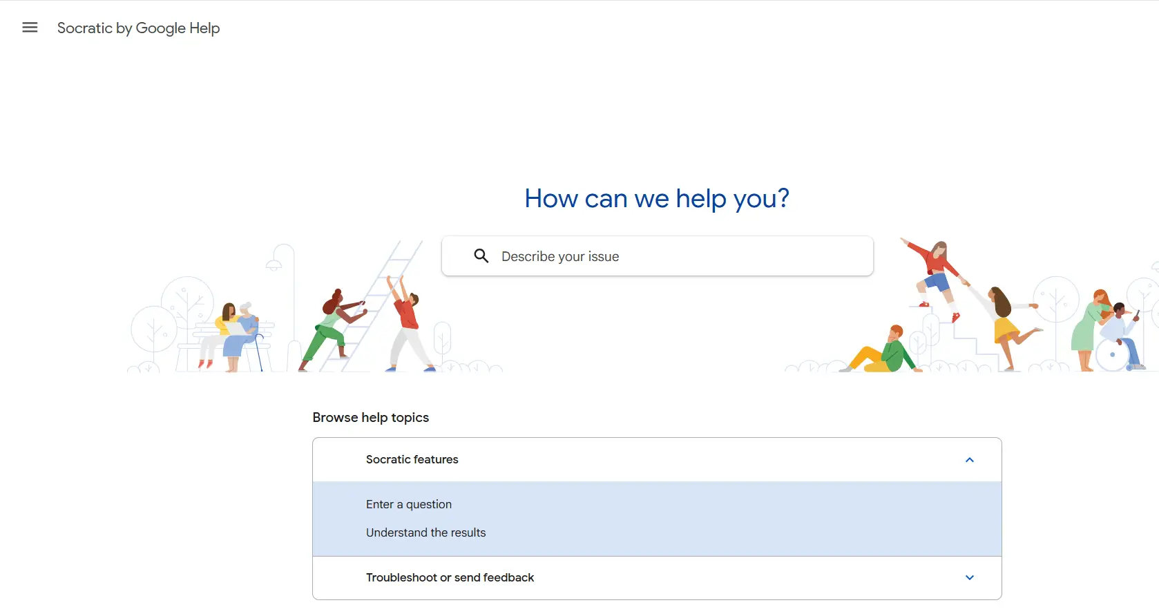 Socratic by Google AI learning interface showing a question search bar.